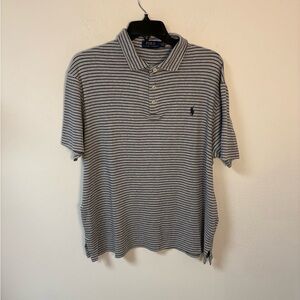 Polo by Ralph Lauren Men’s Gray Stripe Polo Golf Shirt Cotton Large